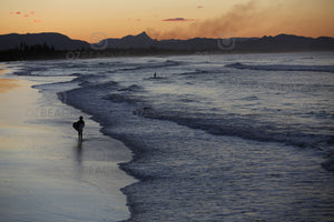 Photograph of a surfer at sunset - Belongil Beach, Byron Bay NSW