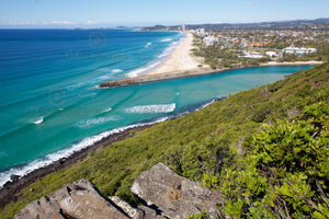 Photograph of Palm Beach from the lookout at Burleigh Head National Park, QLD