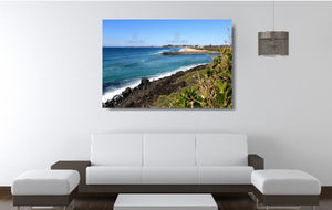 An acrylic print of Tallebudgera Creek on the Gold Coast of QLD hanging in a lounge room setting