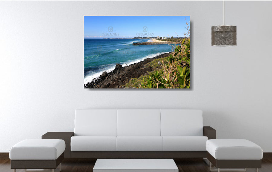 A photograph of Tallebudgera Creek taken from Burleigh Head National Park on the Gold Coast of QLD.