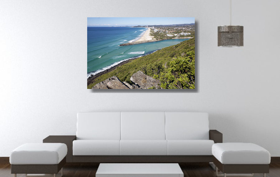 Photograph of Palm Beach from the lookout at Burleigh Head National Park, QLD