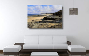 Acrylic print of Racecourse Beach in Ulladulla hanging in a lounge room setting.